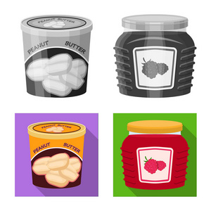 矢量设计的 can 和食品符号。网络中的 can 和包装股票符号的收集
