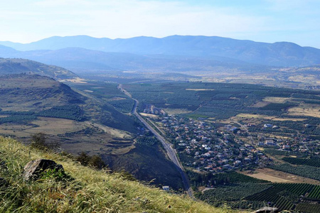 徒步耶稣小道以色列加利利海加利利乡村的阿尔伯尔山的美丽景色