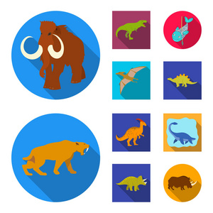 动物和人物符号的矢量设计。动物和古代媒介图标的汇集为股票