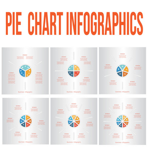 信息图表的饼图。 将带有文本区域的模板设置在3,4，5,6，7,8位置部分上。