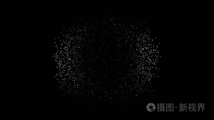 球体动画由黑色背景上的移动点组成.从圆点和线条的无定形的变形.