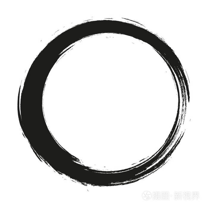 矢量笔划白色背景上的油漆圆圈. 墨水手绘油漆刷圈. 标志标签设计元素