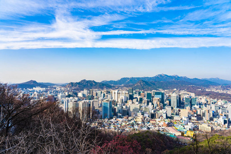 美丽的景观和城市景观与建筑，韩国首尔市