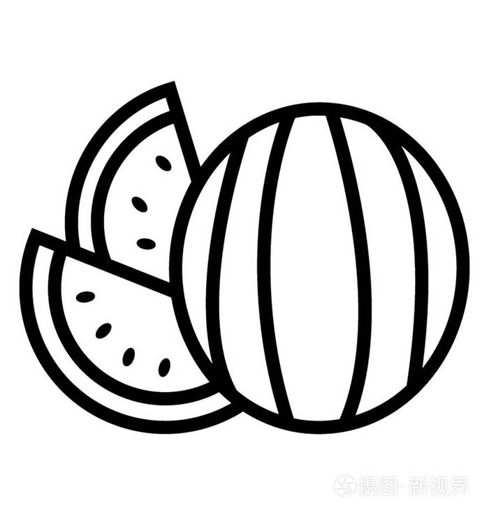 西瓜片新鲜水果线图标插画-正版商用图片16judz-摄图新视界
