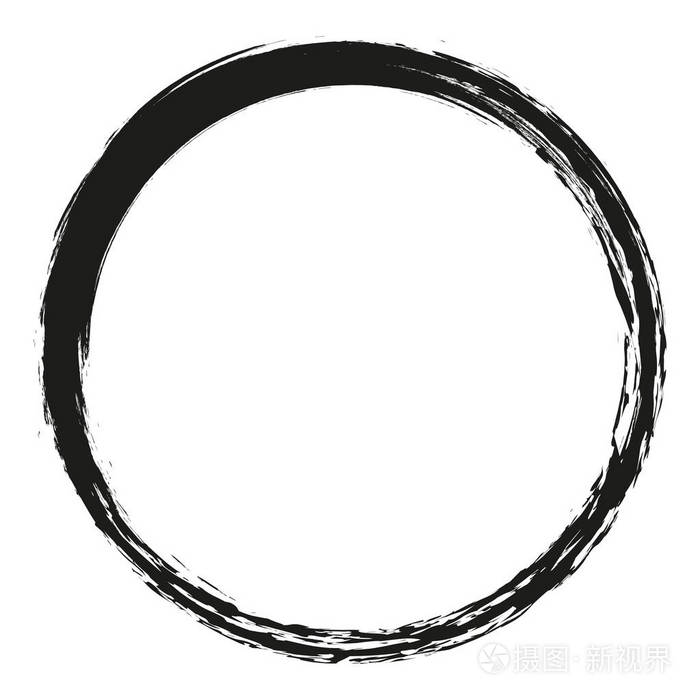 矢量笔划白色背景上的油漆圆圈墨水手绘油漆刷圈标志标签设计元素矢量