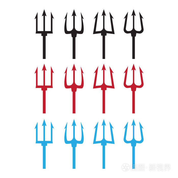 三叉戟轮廓俯仰武器 恶魔三叉矢量插图插画 正版商用图片16k17c 摄图新视界