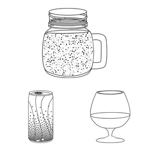 饮料和酒吧标志的矢量设计。网上酒水和派对股票符号集