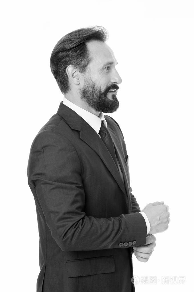 商人经理经典的正式服装扣衬衫袖子.商业行为必须有信心.