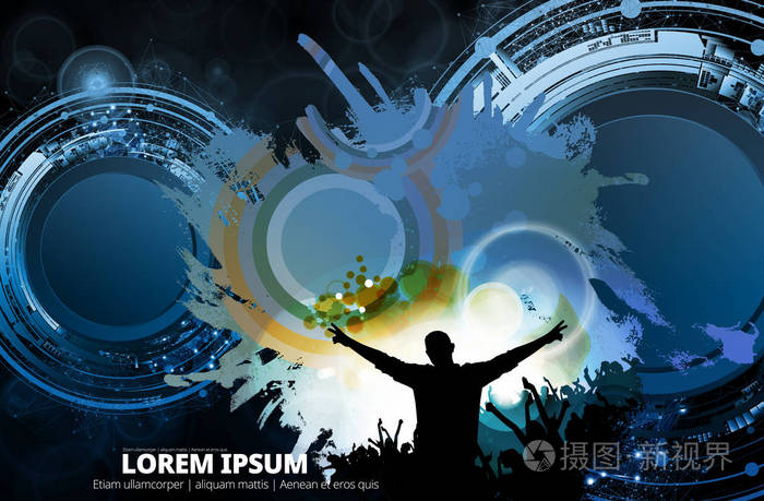 音乐会矢量插图的欢呼人群