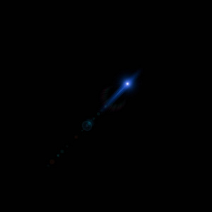 逼真的镜头耀斑视觉效果对黑色夜间背景。 太空之星。