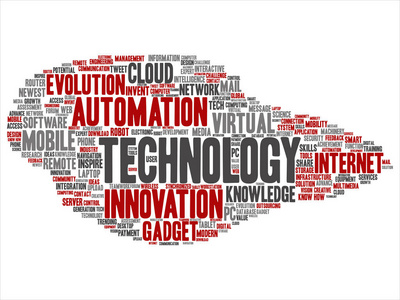 概念或概念数字智能技术创新媒体词云孤立背景。 信息互联网未来发展研究进化或情报文本的拼贴