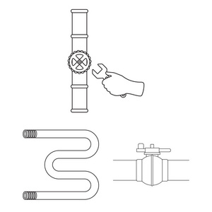 管道和管道标志的矢量设计。库存用管道和金属矢量图标集