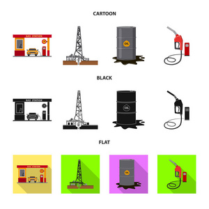 油气标志的孤立对象。收集石油和汽油矢量股票图标