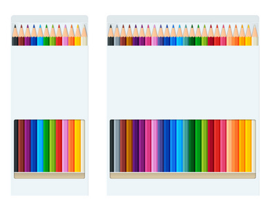 逼真的风格削尖彩色蜡笔或铅笔颜色彩虹风格隔离在白色的背景。矢量插图集