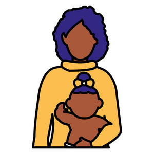 黑人母亲与小女儿字符