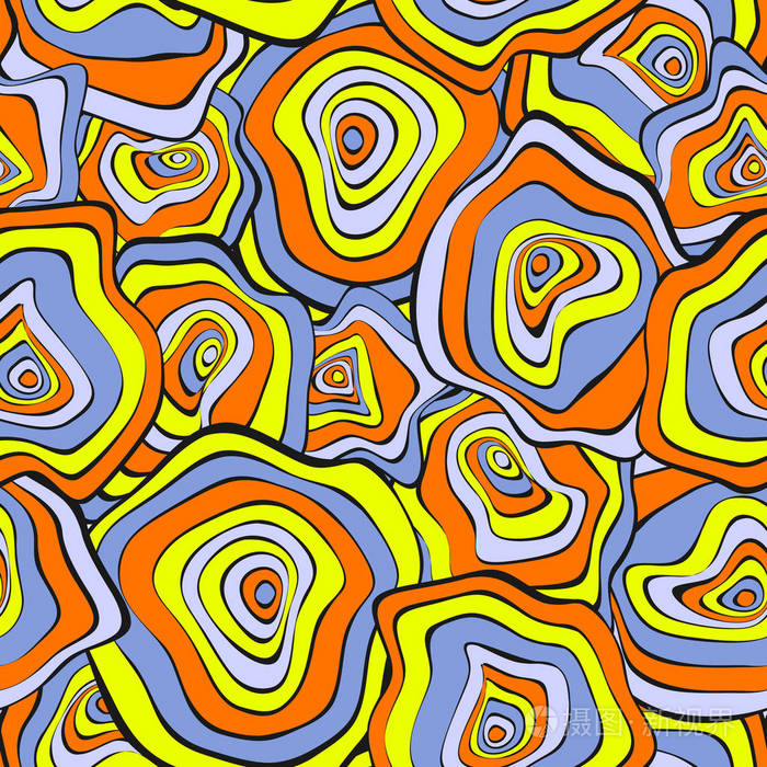 无缝模式与变形的圈子.手绘抽象背景.
