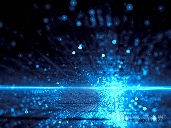 抽象深蓝色背景计算机生成具有复制空间的图像模糊分形背景与气泡波克