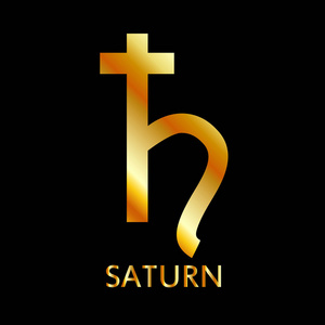 黄道十二宫和占星术象征着土星的金色天文图标照片