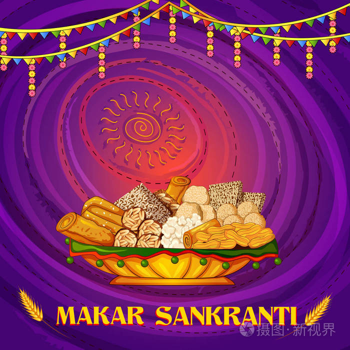 快乐的 makar sankranti 宗教传统节日印度庆祝背景