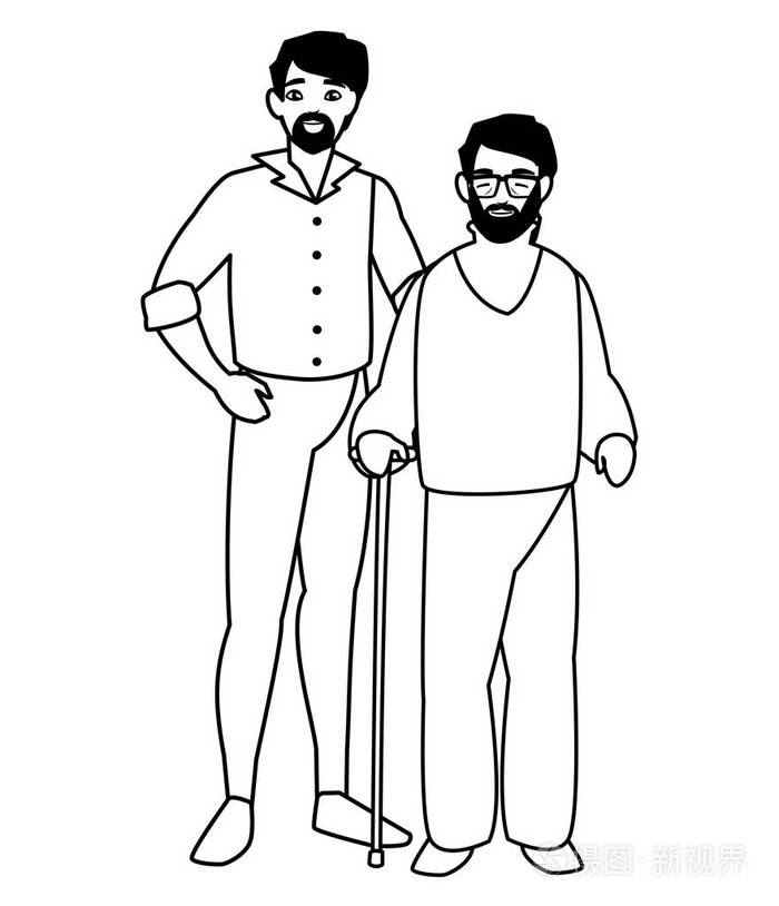 可爱的祖父与儿子字符