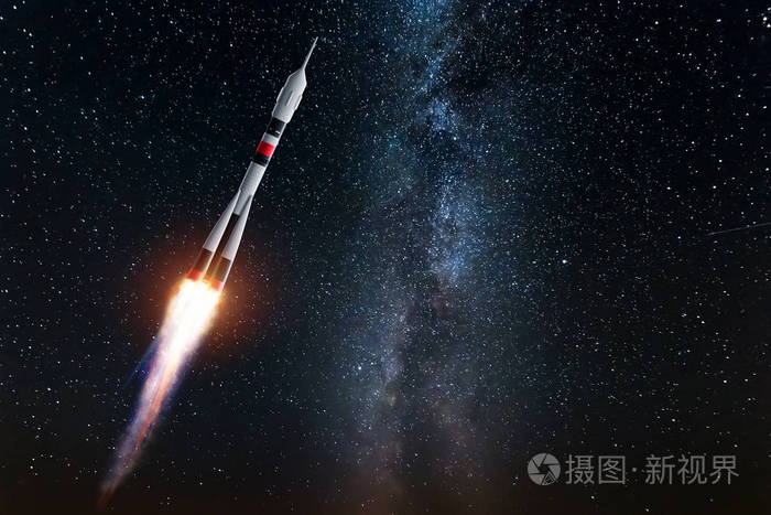 火箭对着星空.