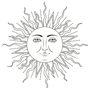 太阳与人脸符号.向量例证照片
