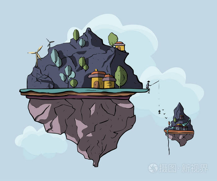 浮岛, 3d, 向量插画-正版商用图片16l6zb-摄图新视界