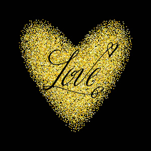 s day greeting card in a gold glitter heartshaped frame. Vector