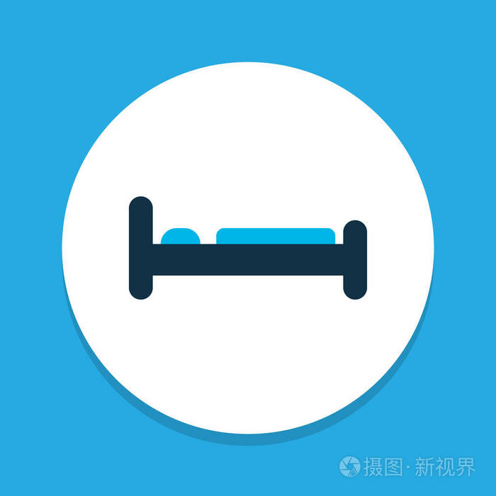 床图标彩色符号.时尚风格的优质独立卧室元素