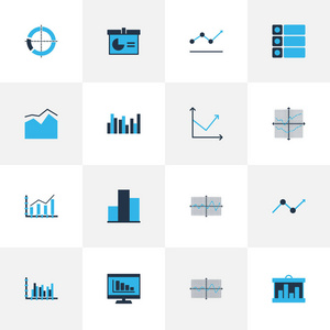 图形 图表和统计图标集。保费质量的符号集合。图标可以用于 Web 应用程序和用户界面设计