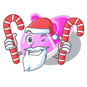 圣诞老人与糖果婴儿鞋隔离在吉祥物矢量插图