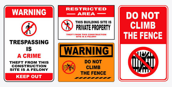 禁止设置不要攀爬栅栏标志. 易于修改照片