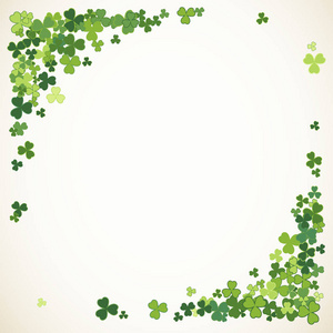 s Day vector frame with small green trefoil clover shamrock leav