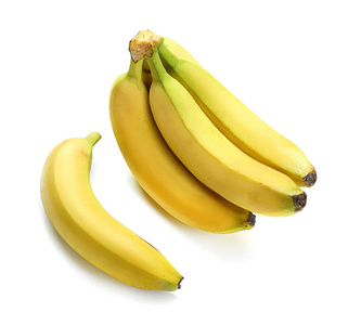 白色背景下成熟的甜香蕉