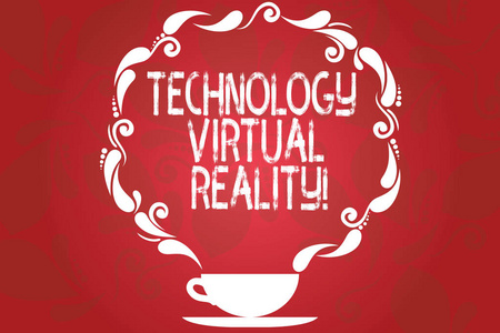 文字文字技术虚拟现实。业务概念为交互式计算机生成的体验杯和酱油与派斯利设计作为蒸汽图标上的空白水印空间