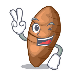 通知两个字两个手指芋头上面的字板木矢量插图照片