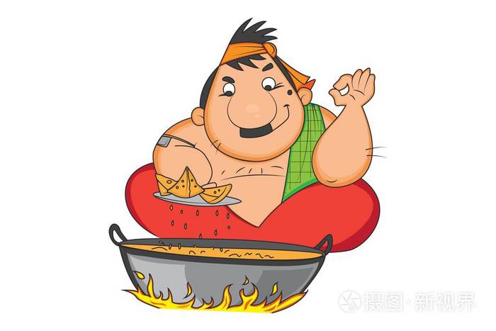 有趣的糖果油炸小吃矢量图孤立在白色背景上