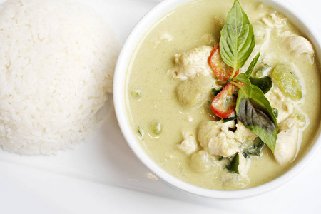 椰奶绿色咖喱照片