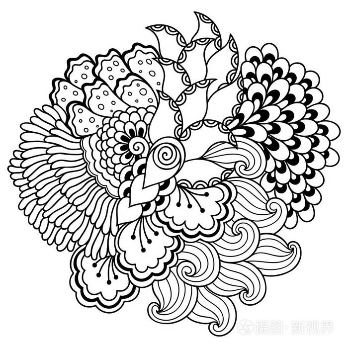 成人和儿童的抗压力. 涂鸦装饰黑白. 手绘矢量插图.