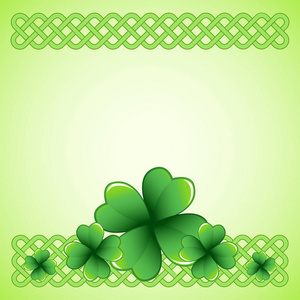 s Day frame with fourleaf clover shamrock leaves. Irish festiva