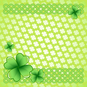 s Day frame with fourleaf clover shamrock leaves. Irish festiva