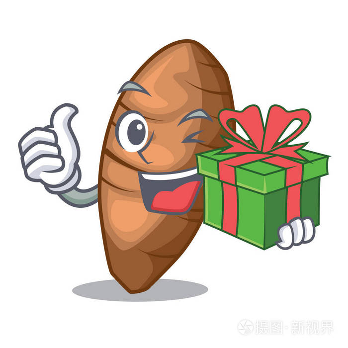 与礼物芋头块茎隔离在吉祥物矢量插图插画-正版商用图片16lfv4-摄图新