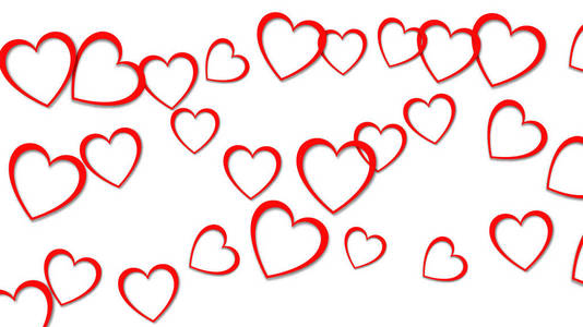 美丽的抽象纹理的红色心脏与阴影为快乐的情人节在白色的背景。向量例证。理念 爱, 给心爱的人的礼物