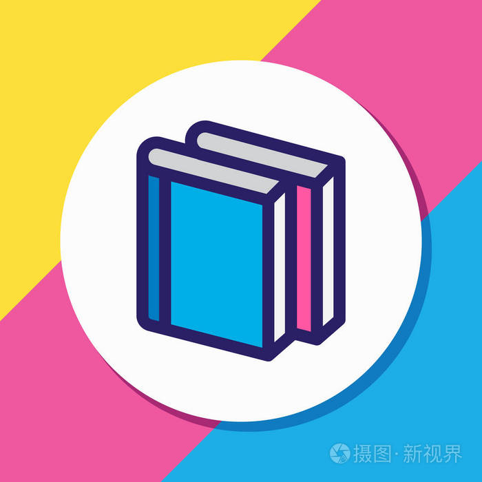 插图的文学图标彩色线.美丽的图书阅读元素也可以作为藏书图标元素