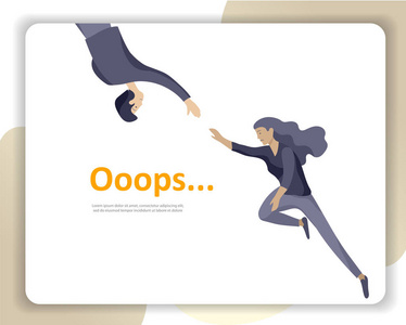 着陆页模板带有人员字符的错误页面插图。找不到页面。向量概念例证为404错误与有趣的动画片