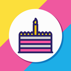 插图蛋糕图标彩色线。美丽的节日元素也可以作为生日甜点图标元素
