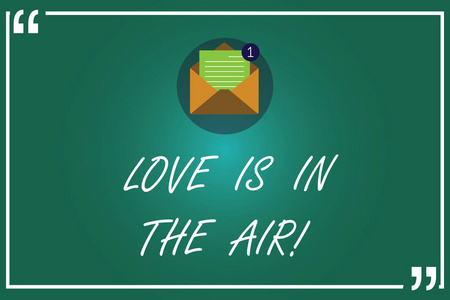 写文字写爱是在空气中。概念意思 roanalys 情感情况新的夫妇关系开放信封与纸新的电子邮件消息里面引文标记概述