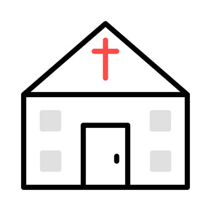 教会天主教建筑矢量插图