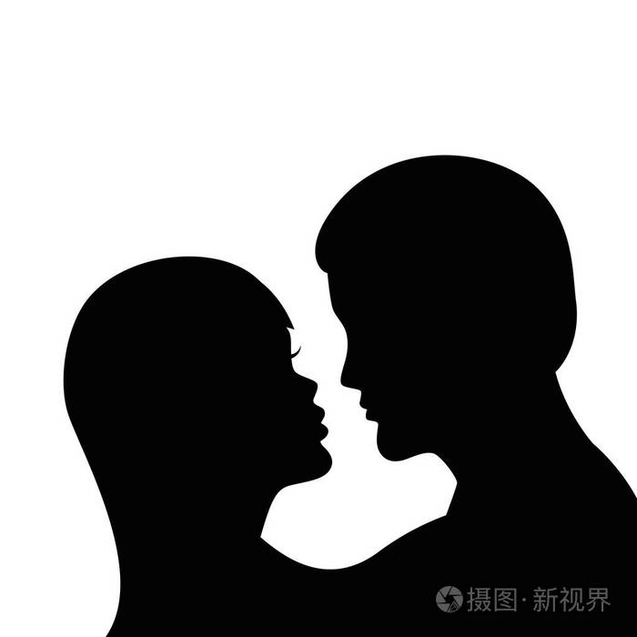 男女接吻剪影图片
