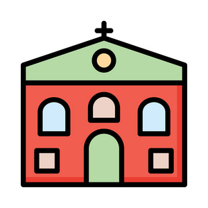 教堂建筑图标。 矢量插图